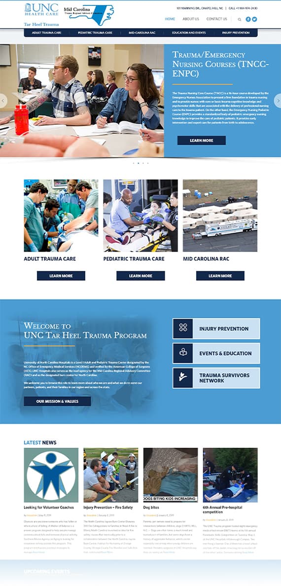 UNC Tar Heel Trauma - AnoLogix Featured Website - 2