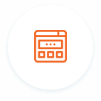 A white button with an orange icon on it.
