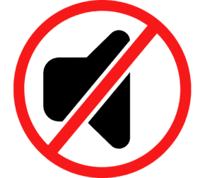 Icon of a megaphone with a cross through it